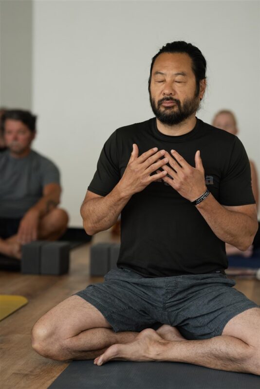 Student meditating