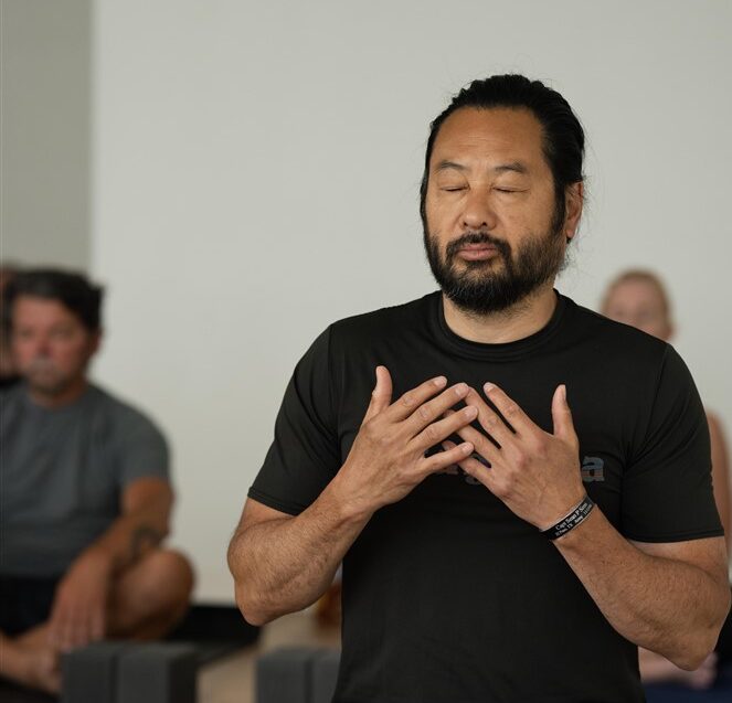 Student meditating
