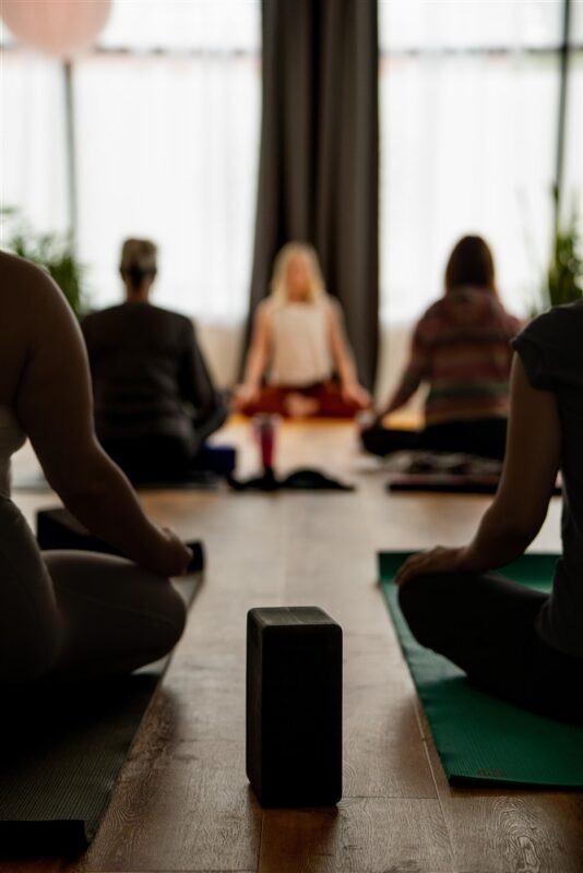 Students meditating
