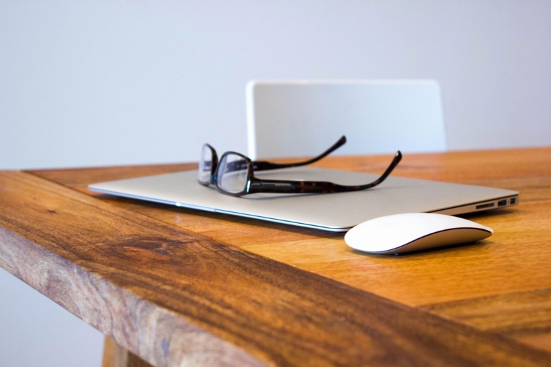 Glasses on laptop